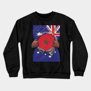 Morocco Flag Australian Flag Ripped Open - Gift for Moroccan From Morocco Crewneck Sweatshirt